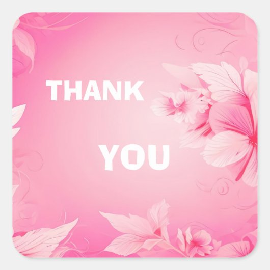 ソフトピンク感謝していの花 スクエアシール (正面)