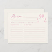 ソフトピンク手引き弓ブライダルシャワーレシピカード エンクロージャーカード (正面/裏面)