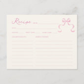 ソフトピンク手引き弓ブライダルシャワーレシピカード エンクロージャーカード (正面)