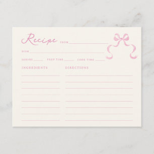 ソフトピンク手引き弓ブライダルシャワーレシピカード エンクロージャーカード