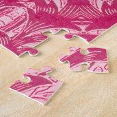 ソフトピンク抽象芸術フローラマンダラパターン ジグソーパズル (側面)