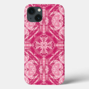 ソフトピンク抽象芸術フローラマンダラパターン iPhone 13ケース