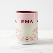 ソフトピンク春さくらんぼブロッサムイラストレーション マグカップ (中央)