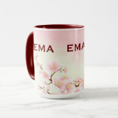 ソフトピンク春さくらんぼブロッサムイラストレーション マグカップ (正面左)