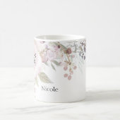 ソフトピンク水彩フローラエレガントシックな花 コーヒーマグカップ (中央)