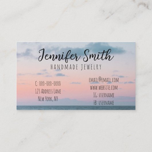 ソフトピンク海辺の風景航海の 名刺 (裏面)