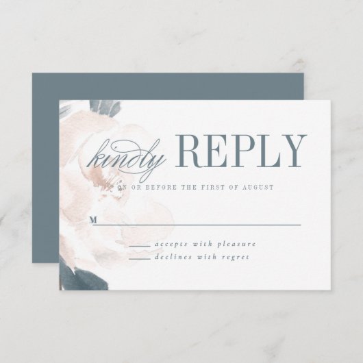 ソフトピンク牡丹ウェディングRSVPカード 出欠カード (正面/裏面)