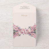 ソフトピンク牡丹エレガントフローラ赤ちゃんシャワー オールインワン招待状 (外側)