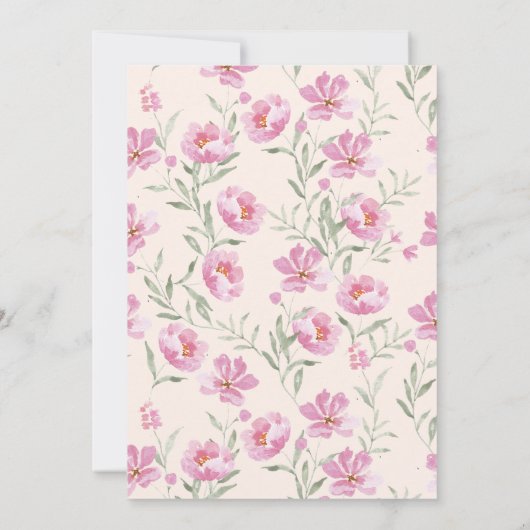 ソフトピンク牡丹エレガントフローラ赤ちゃんシャワー 招待状 (裏面)