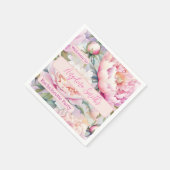 ソフトピンク牡丹フローラバチェロレッテ/新婦 スタンダードカクテルナプキン (角)