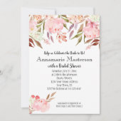 ソフトピンク牡丹ワイルドフラワー離れズブライダルシャワー 招待状 (正面)