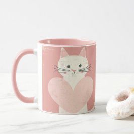 ソフトピンク猫好きヴィンテージ用コーヒーマグ マグカップ