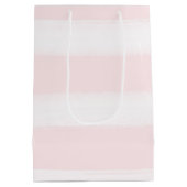 ソフトピンク白いストライプ水彩赤ちゃんシャワー ミディアムペーパーバッグ (裏面)