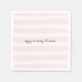 ソフトピンク白ストライプ色の水色 スタンダードカクテルナプキン (正面)