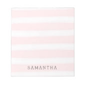 ソフトピンク白ストライプ色の水色 ノートパッド (正面)