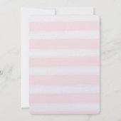 ソフトピンク白ストライプ色誕生日 招待状 (裏面)