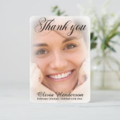 ソフトピンク白フォトメモリアル サンキューカード (スタンド正面)