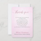 ソフトピンク白フォトメモリアル サンキューカード (裏面)