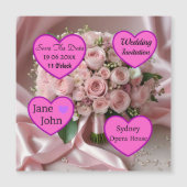 ソフトピンク結婚ローズの花束、磁気カード (正面)