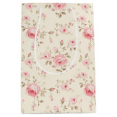 ソフトピンク絵を描バラ ミディアムペーパーバッグ (正面)