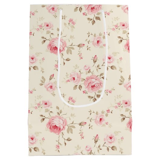 ソフトピンク絵を描バラ ミディアムペーパーバッグ (裏面)