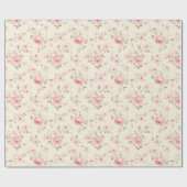 ソフトピンク絵を描バラ ラッピングペーパー (フラット)