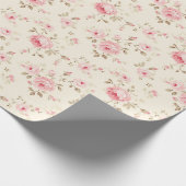 ソフトピンク絵を描バラ ラッピングペーパー (角)