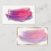ソフトピンク絵を描薄紫ストローク美しい 名刺 (正面/裏面)