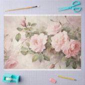 ソフトピンク繊細なバラフローラ背景 薄葉紙 (クラフト)