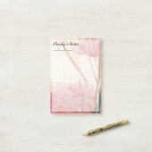 ソフトピンク繊細なフローラトレンディー4" x 6" ポストイット (デスク上)