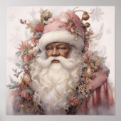 ソフトピンク自然に囲まれたブラックサンタ ポスター (正面)