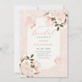 ソフトピンク花柄ブライダルシャワー 招待状 (正面)