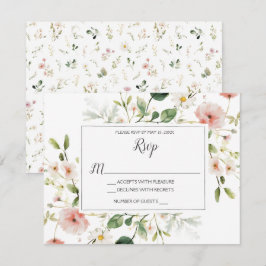 ソフトピンク花花びらフローラ結婚式RSVP 出欠カード