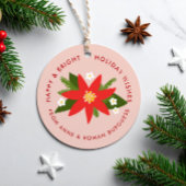 ソフトピンク赤ポインセティアクリスマスホリデーギフト フェイバータグ