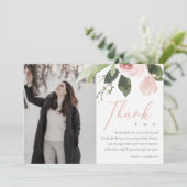 ソフトピンク赤面バラブライダルシャワーありがとう写真 招待状 (スタンド正面)