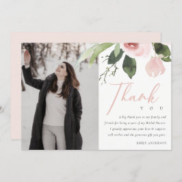 ソフトピンク赤面バラブライダルシャワーありがとう写真 招待状