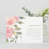 ソフトピンク赤面バラ水彩フローラ結婚ズ サンキューカード (スタンド正面)