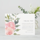 ソフトピンク赤面バラ水彩フローラ結婚ズ サンキューカード (スタンド正面)
