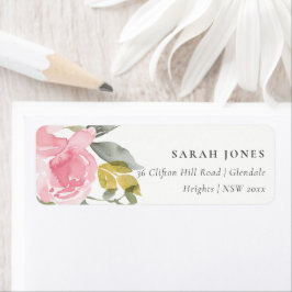 ソフトピンク赤面バラ水色フローラアドレス ラベル