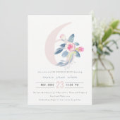 ソフトピンク赤面ブルーフローラ6th ANY AGE誕生日 招待状 (スタンド正面)