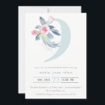 ソフトピンク赤面ブルーフローラ9th ANY AGE誕生日 招待状<br><div class="desc">これもし以上のカスタマイズやその他の一致する項目が必要な場合は、感じyellowfebstudio@gmail.comでお気軽にご連絡ください</div>