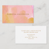 ソフトピンク金ゴールドウォーターカラーモダンミニマリストシック 名刺 (正面/裏面)