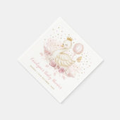 ソフトピンク金ゴールドスワンプリンセスバルーンベビーガール スタンダードカクテルナプキン (角)