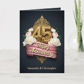 ソフトピンク&アイボリー牡丹結婚45周年 カード (正面)