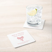 ソフトピンク コケッティー シャワーのお知らせ スクエアペーパーコースター (インサイチュ)