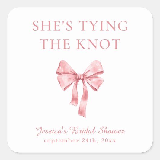 ソフトピンク コケッティ シャワーのお知らせ - 結婚式の準備 スクエアシール (正面)