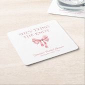ソフトピンク コケッティ シャワーのお知らせ - 結婚式の準備 スクエアペーパーコースター (アングル)
