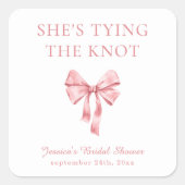 ソフトピンク コケティ シャワーのお知らせ スクエアシール (正面)