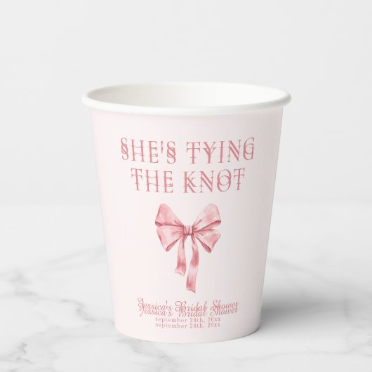 ソフトピンク コケティ シャワーのお知らせ 紙コップ (裏面)