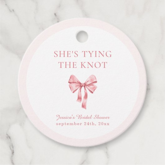 ソフトピンク コケティ シャワーのお知らせ - 結婚式の準備 フェイバータグ (正面)